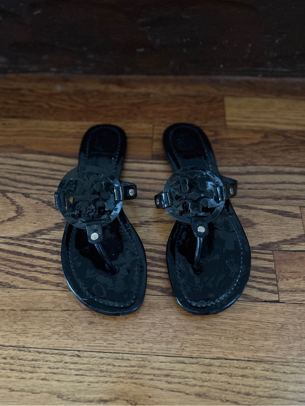 Tory Burch Black Logo Thong Sandals